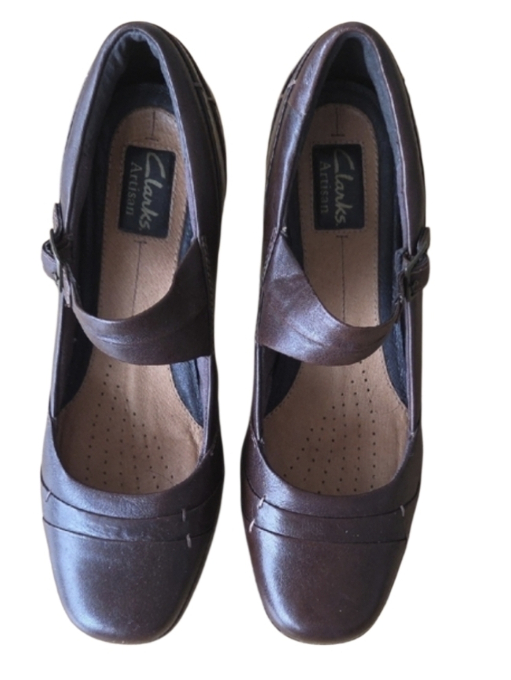 Clarks Artisan Dark Brown Mary Jane Heels with Buckle